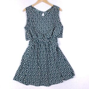 Maude Sleeveless Fit & Flare Dress Teal White Print Size Small Cottagecore